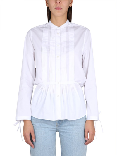 Shop Aspesi Peplum Buttoned Long In White