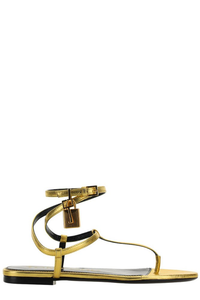 Shop Tom Ford Metallic Effect Thong In Gold