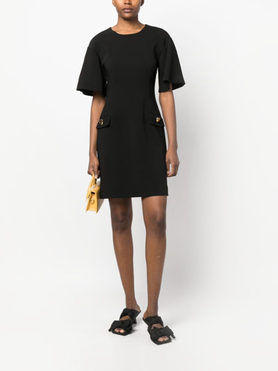 Shop Moschino Fitted Short-sleeve Dress In Black