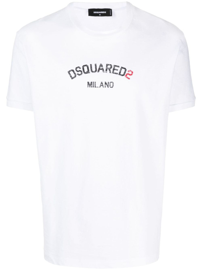 Dsquared2 Men's White Cotton T-shirt With Logo In White