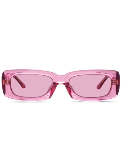 Linda Farrow X The Attico Mini Marfa Rectangle Sunglasses In Pink