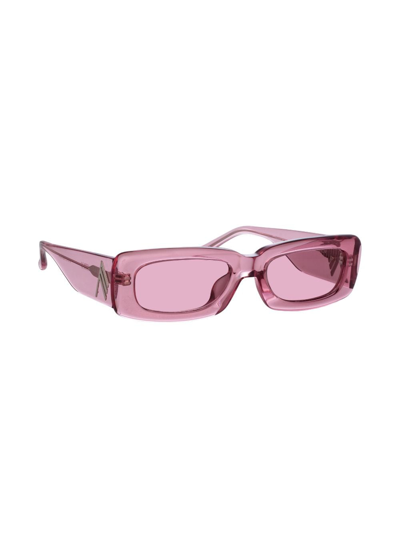 Linda Farrow X The Attico Mini Marfa Rectangle Sunglasses In Pink