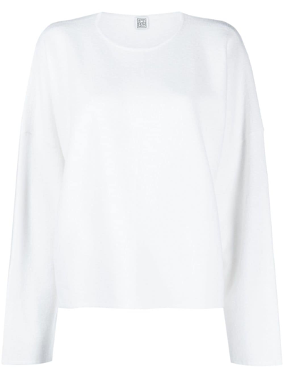 Shop Totême Crew-neck Wool Jumper In White