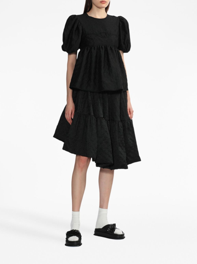 Shop Cecilie Bahnsen Summer Puff-sleeve Blouse In Black