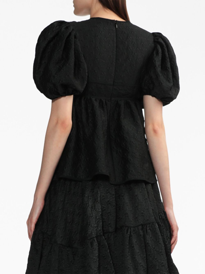 Shop Cecilie Bahnsen Summer Puff-sleeve Blouse In Black