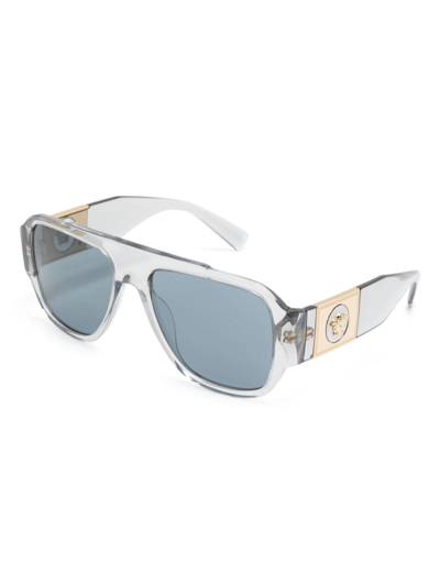 Versace Logo Sunglasses In Grey