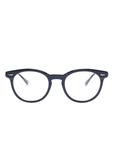 Shop Ray Ban Rb2180v Round-frame Glasses In Blue