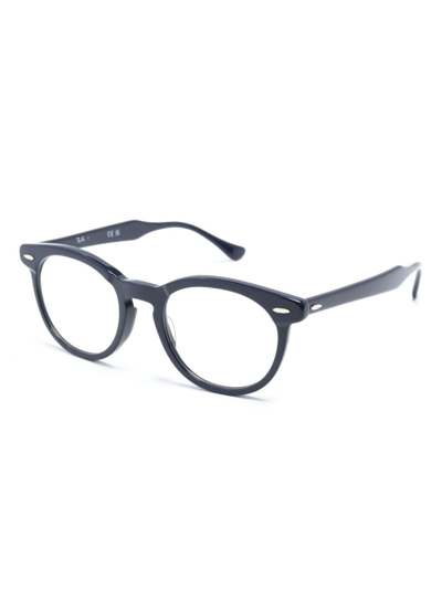 Shop Ray Ban Rb2180v Round-frame Glasses In Blue