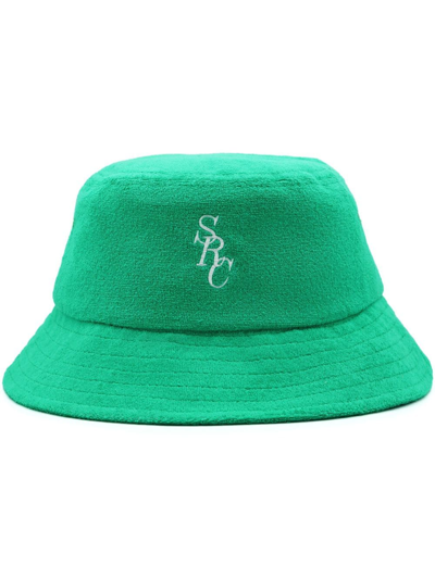 Shop Sporty And Rich Logo-print Cotton Bucket Hat In Green