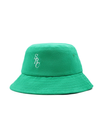 Shop Sporty And Rich Logo-print Cotton Bucket Hat In Green