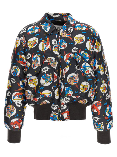 Shop Moschino Allover Cartoon Printed Bomber Jacket In Multi