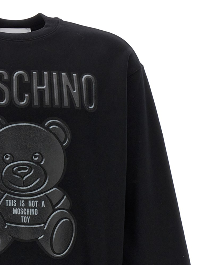 Shop Moschino Teddy Bear Printed Crewneck Sweatshirt In Black