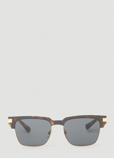 Shop Versace Greca Sunglasses In Brown