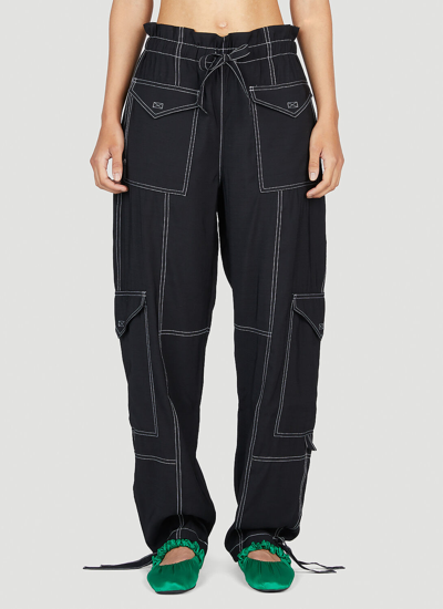 Shop Ganni High-waist Pants In Black