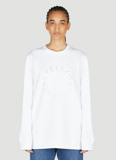 Shop Stella Mccartney Hotfix Rhinestone Logo Sweatshirt In White