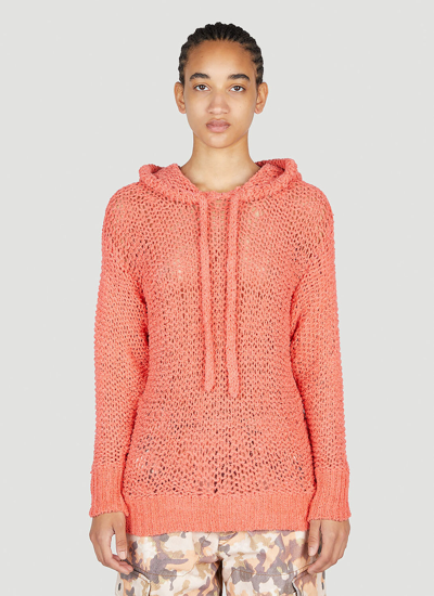 Shop Isabel Marant Étoile Idony Open Knit Hooded Sweater In Orange