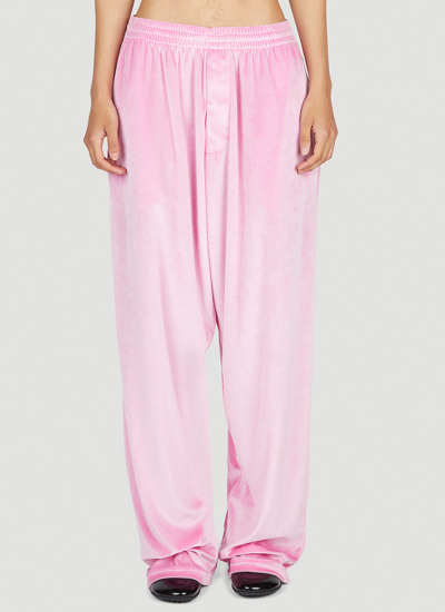 Shop Balenciaga Baggy Velour Pants In Pink