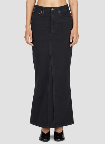 Shop Balenciaga Denim Maxi Skirt In Black
