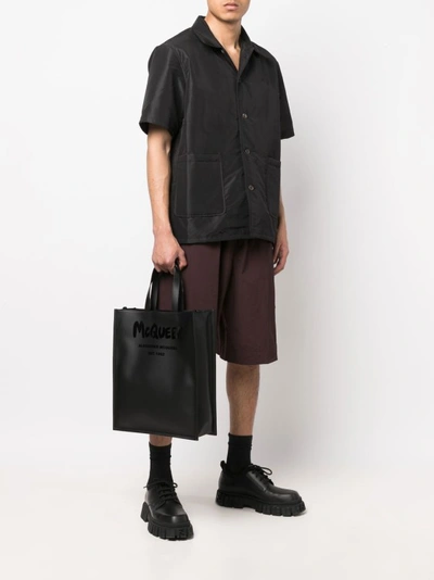 Shop Alexander Mcqueen Logo Print Tote Bag In Black