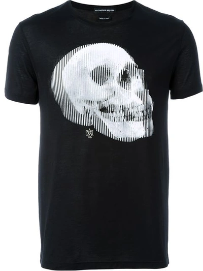 Alexander Mcqueen Printed Cotton T-shirt In Black