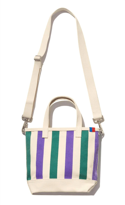Shop Kule The All Over Striped Bucket Bag In Green/grape In Multi