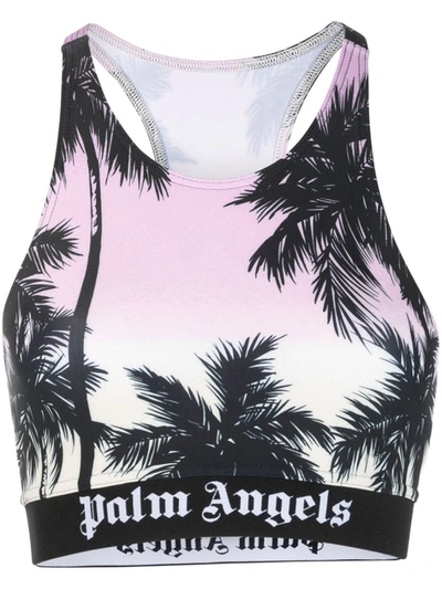 Shop Palm Angels Top Sport Logo Clothing In Pink &amp; Purple