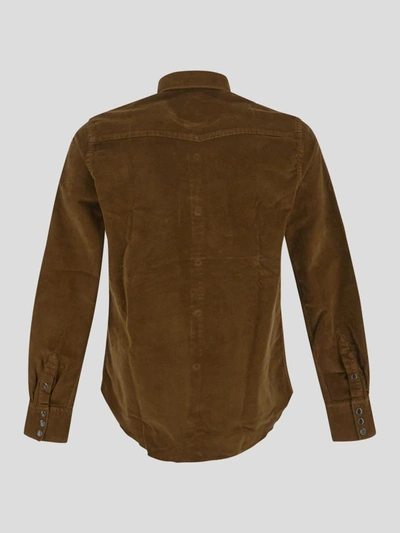 Shop Pt Torino Shirts In <p> Brown Shirt In Cotton With Front Buttons Fastening
