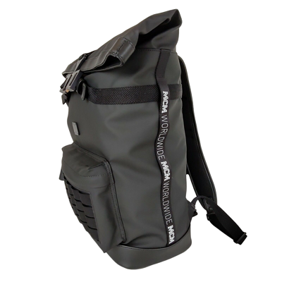 Shop Mcm Women's Black Canvas Nylon Medium Roll Top Backpack