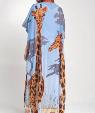 Shop Aratta Safari Babe Kimono In Blue Giraffe In Multi