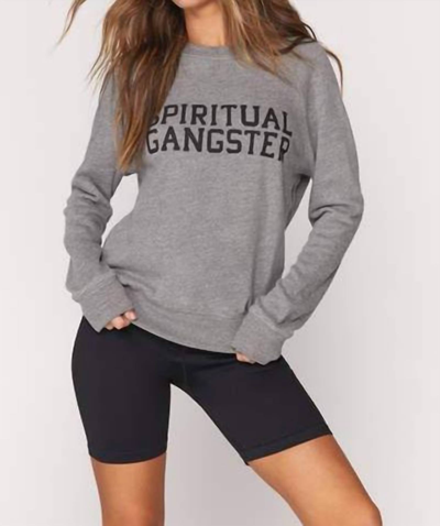 Shop Spiritual Gangster Varsity Old School Sweatshirt In Heather Grey