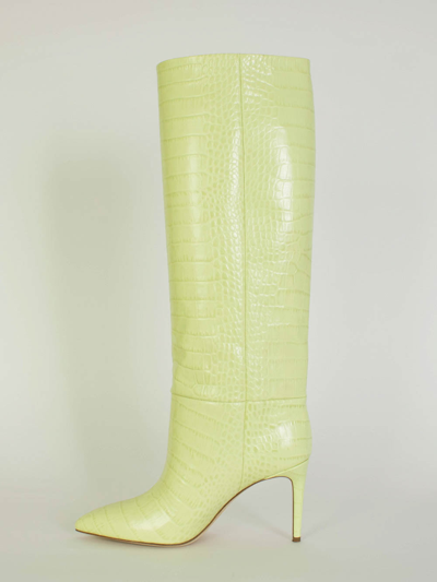 Shop Paris Texas Croco Leather Print In Lime Stiletto 85 Women's Boot