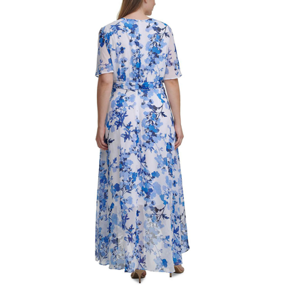 Shop Jessica Howard Plus Womens Faux Wrap Long Maxi Dress In Blue