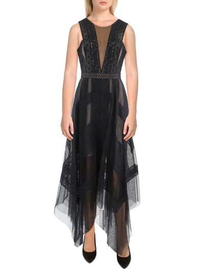 Shop Bcbgmaxazria Womens Lace Illusion Cocktail And Party Dress In Black