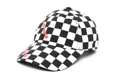 Pre-owned Palm Angels Damier Checked Logo-print Cap White/black