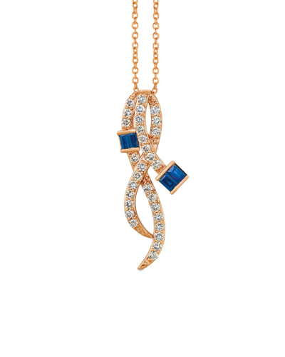 Shop Le Vian 14k Rose Gold 0.89 Ct. Tw. Diamond & Sapphire Pendant Necklace