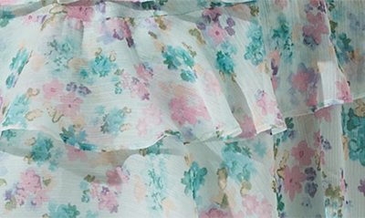 Shop Astr Garland Puff Sleeve Dress In Mint Multi Floral