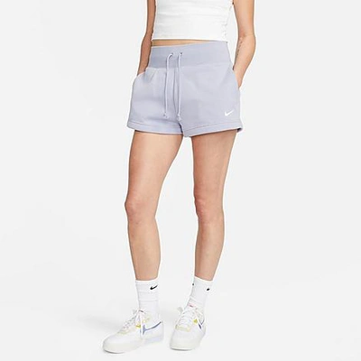 Shop Nike Women's Sportswear Phoenix Fleece High-waisted Loose Shorts In Indigo Haze/sail