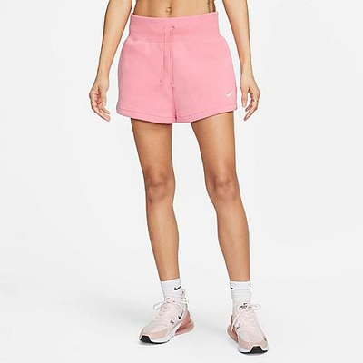 Shop Nike Women's Sportswear Phoenix Fleece High-rise Shorts In Coral Chalk/sail