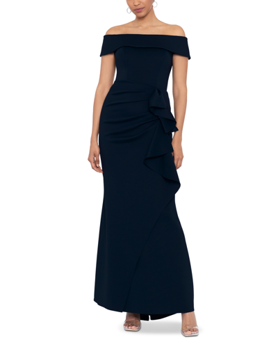 Shop Xscape Women's Off-the-shoulder Gown In Midnight