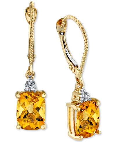 Macy's Citrine (3 Ct. T.w.) & Diamond Accent Drop Earrings In 14k Gold In Citrine