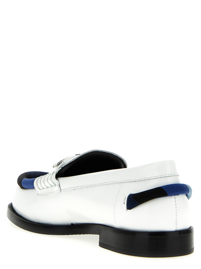 Shop Emilio Pucci Logo Leather Loafers In White
