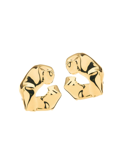 Shop Oscar De La Renta Women's Box Goldtone Hoop Earrings In Oro Gialo
