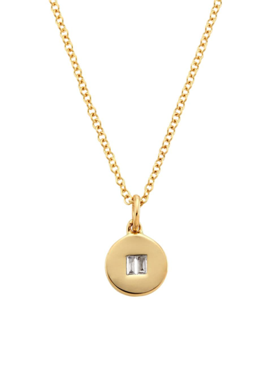 Shop Saks Fifth Avenue Women's 14k Yellow Gold & 0.04 Tcw Diamond Disc Pendant Necklace