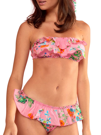 Shop Cynthia Rowley Women's Flirt Ruffle Bikini Bottom In Pink