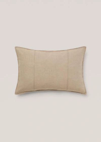 Shop Mango Home 100% Linen Stitched Cushion Cover 40x60cm Beige