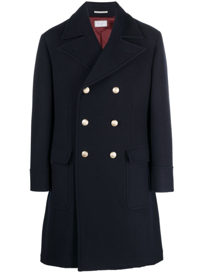 Brunello Cucinelli Button-down Double-breasted Coat In Blue