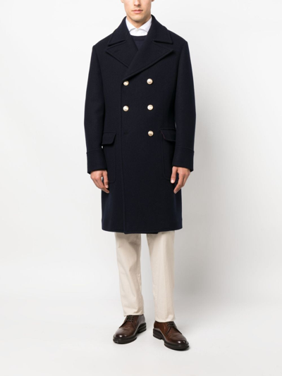 Shop Brunello Cucinelli Button-down Double-breasted Coat In Blue