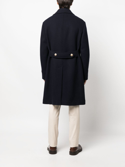 Shop Brunello Cucinelli Button-down Double-breasted Coat In Blue