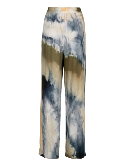 Shop Raquel Allegra Abstract-print Palazzo Trousers In Blue