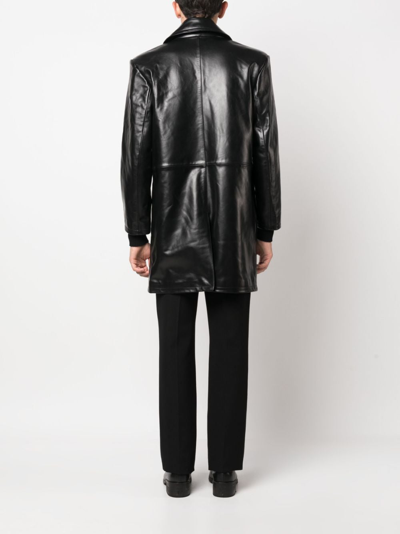 Manokhi Single-breasted Leather Coat In Black